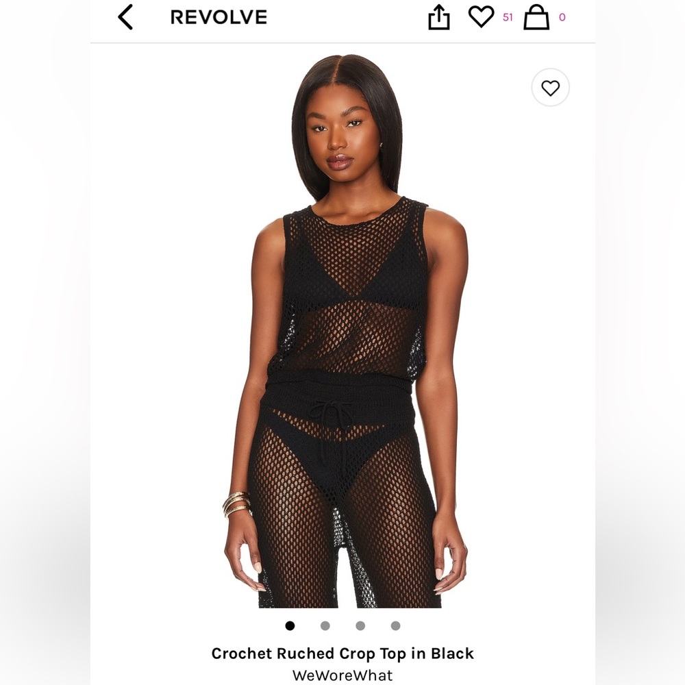 WeWoreWhat cropped tank. Crotchet, black see-through. Size S. Part of a set